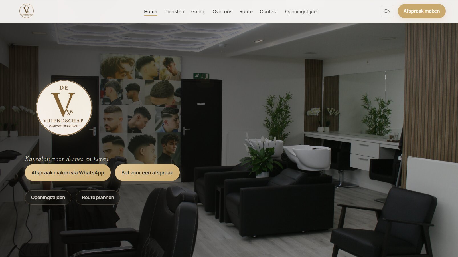 de Vriendschap Kapsalon website screenshot